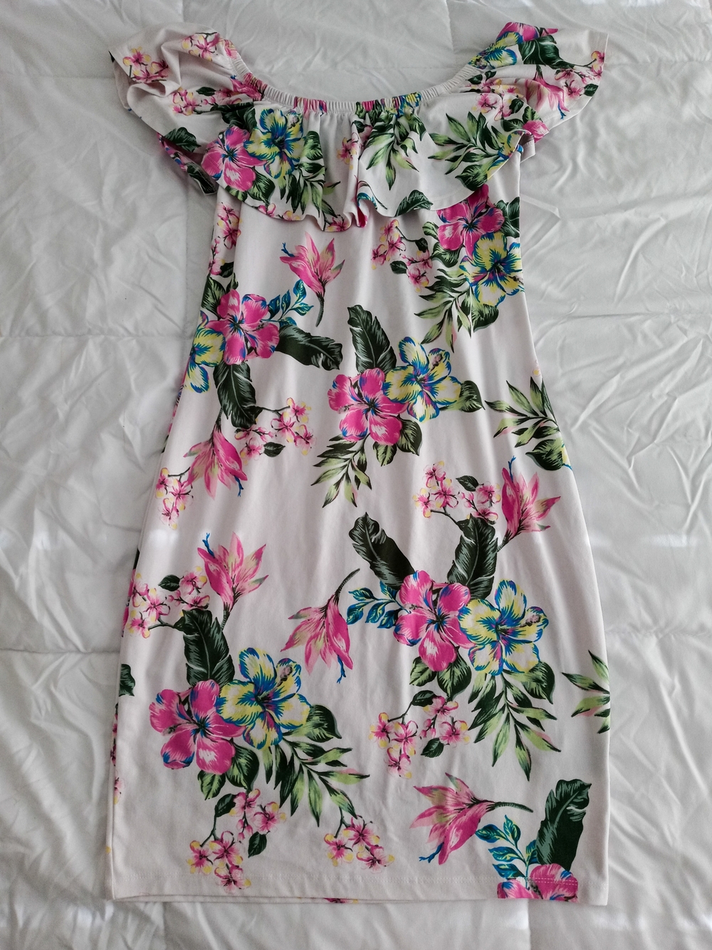 Joe Boxer White Floral Off-Shoulder Midi Dress
